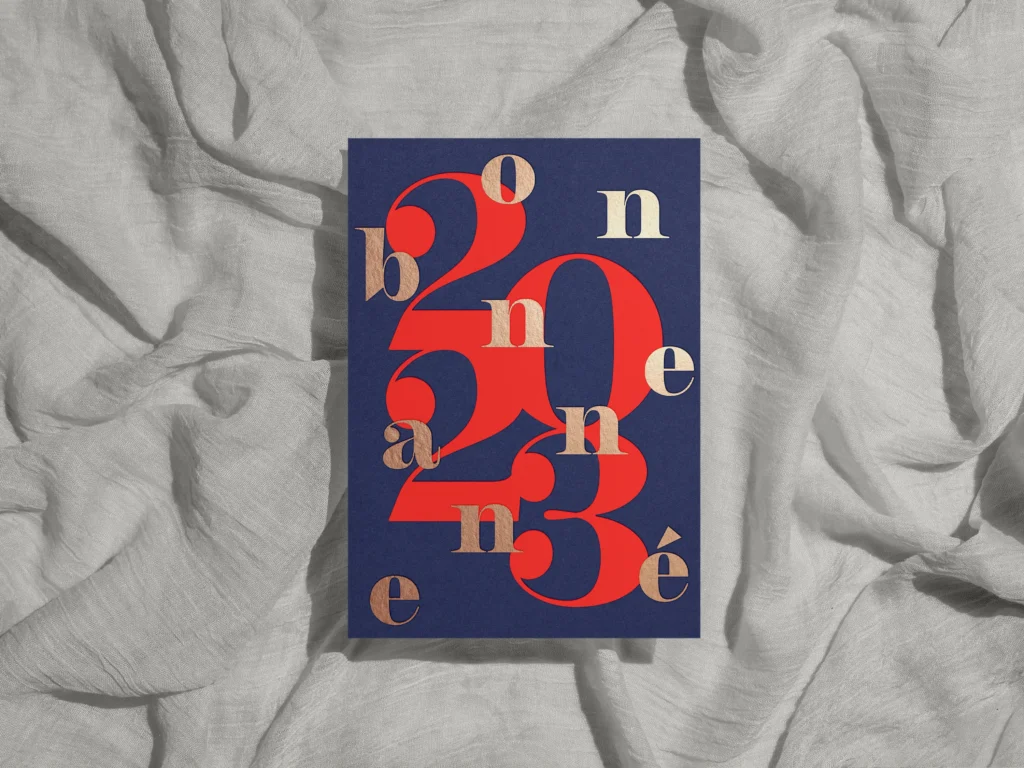 Détail d’impression d’une carte de vœux